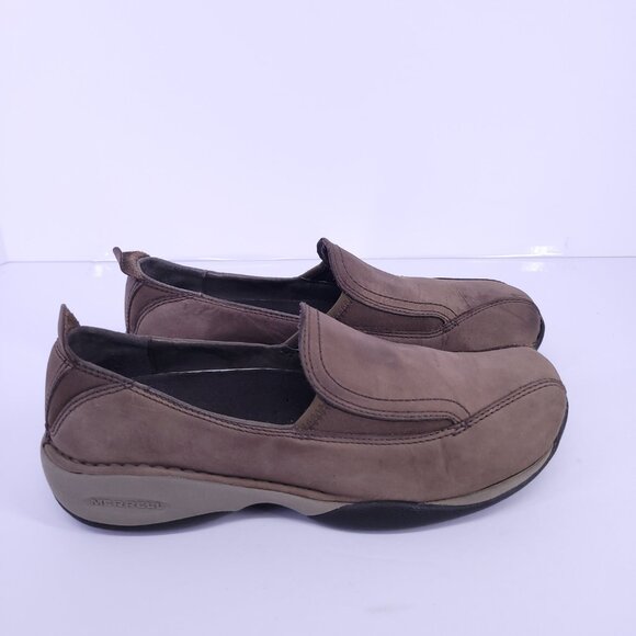 Merrell Primo Moc II Coffee Brown Nubuck Leather Womens Slip-On Comfort Size 7.5 - Picture 4 of 15